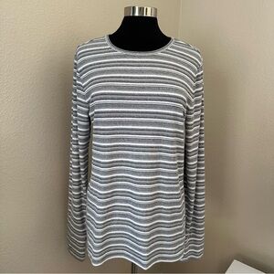 NWT Gap Striped Long Sleeve Grey Top Size XL/TALL